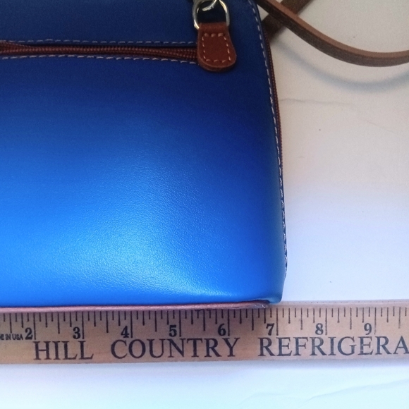 Vera Pelle Royal Blue/Tan Mini Structure Italian Leather Crossbody Bag New - Picture 11 of 11
